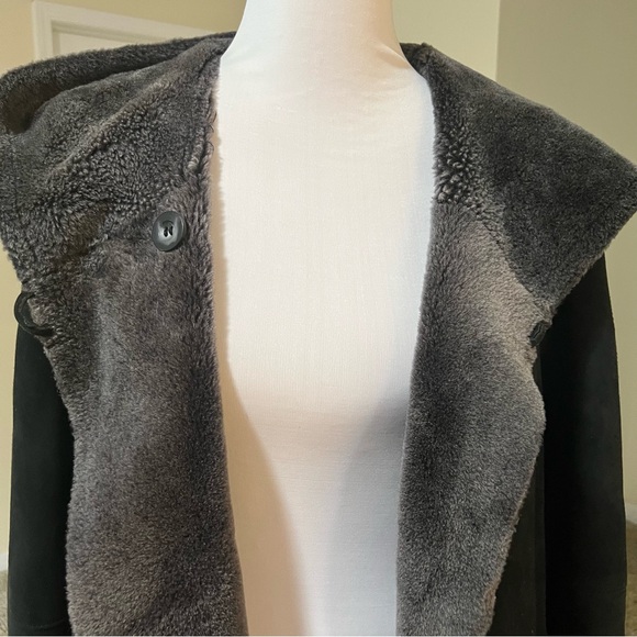 BISANG Genuine lamskin Shearling hoodie trend Coat luxurious mobwife pockets L - Picture 6 of 16